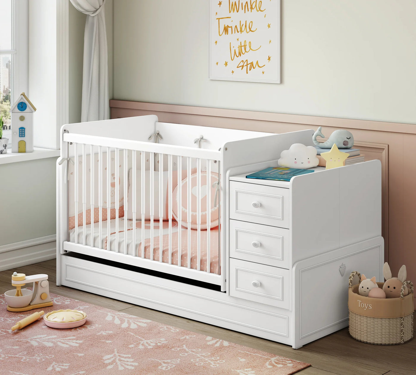 Lit évolutif Baby Romantica Swinging 70*115cm / 70*160cm