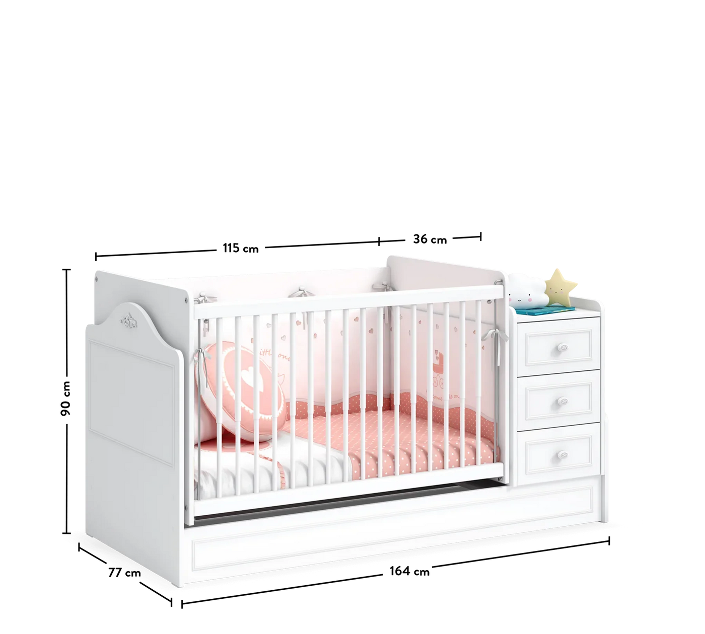 Lit évolutif Baby Romantica Swinging 70*115cm / 70*160cm