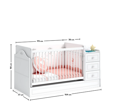 Lit évolutif Baby Romantica Swinging 70*115cm / 70*160cm