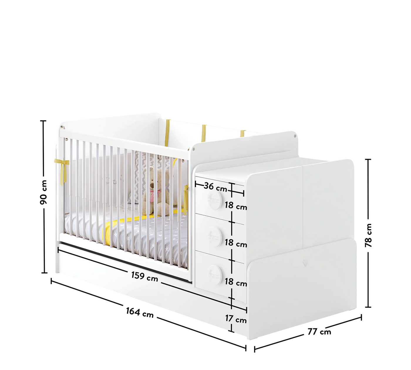 Lit évolutif Baby Cotton Swinging 70*115cm / 70*160cm