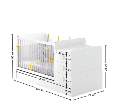 Lit évolutif Baby Cotton Swinging 70*115cm / 70*160cm