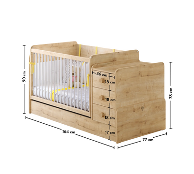 Lit évolutif Baby Mocha Swinging 70*115cm / 70*160cm