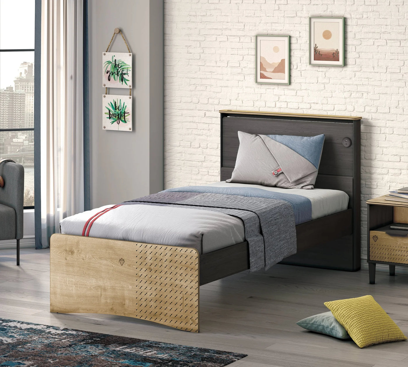 Lit Black avec Tête de lit Smart (120*200 cm)