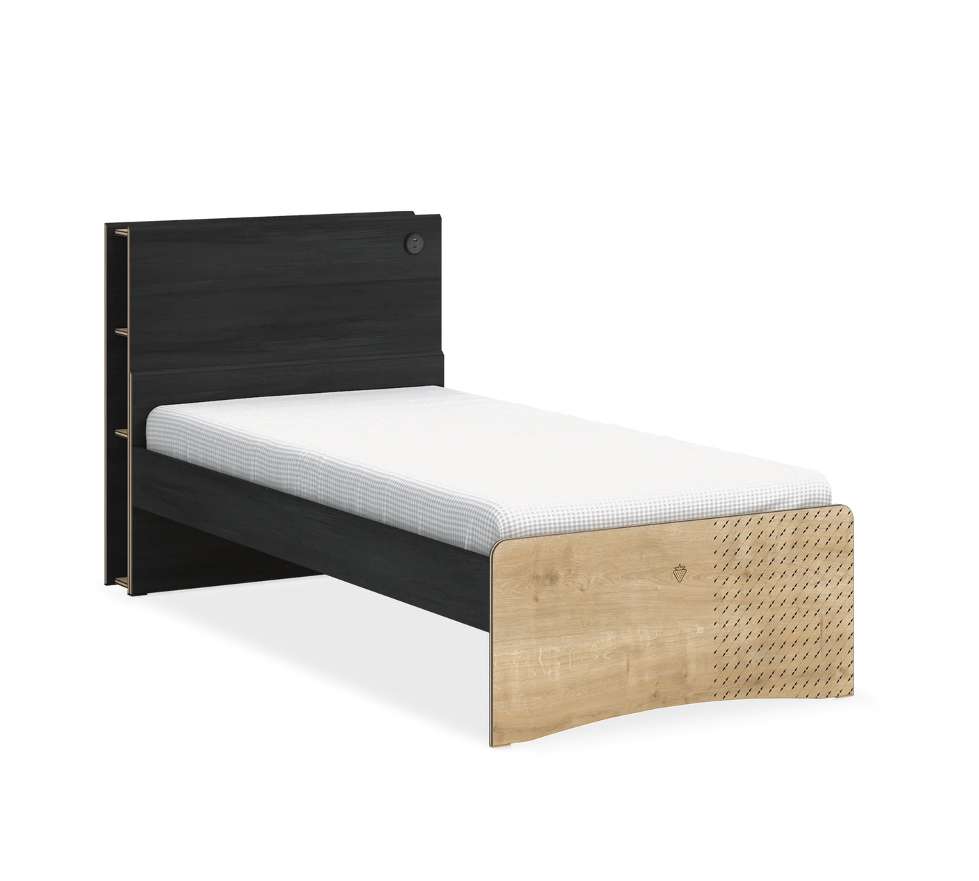 Lit Black avec Tête de lit Smart avec niches de rangement (120*200 cm)