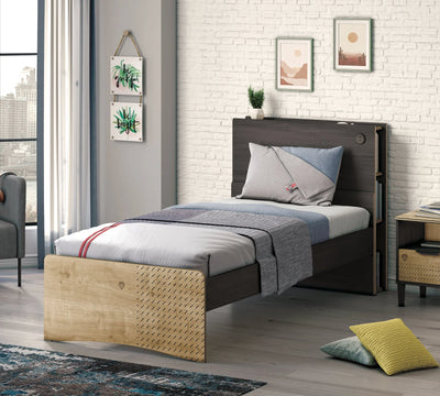 Lit Black avec Tête de lit Smart avec niches de rangement (120*200 cm)