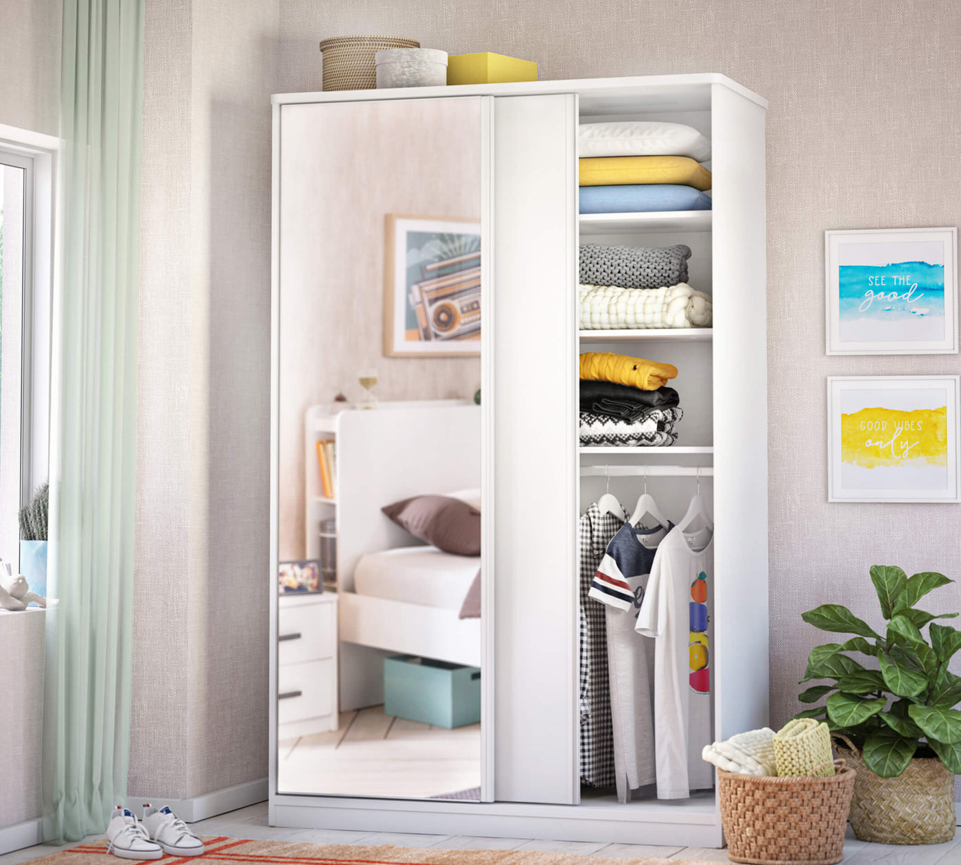 Armoire 2 portes coulissantes small White