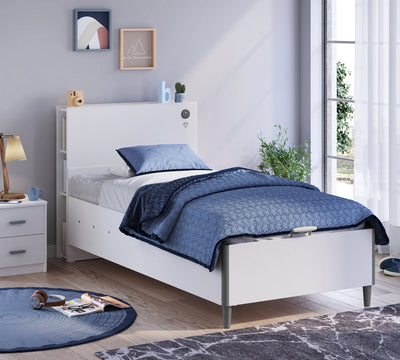 Tête de lit Smart white avec niches de rangement (120 cm)