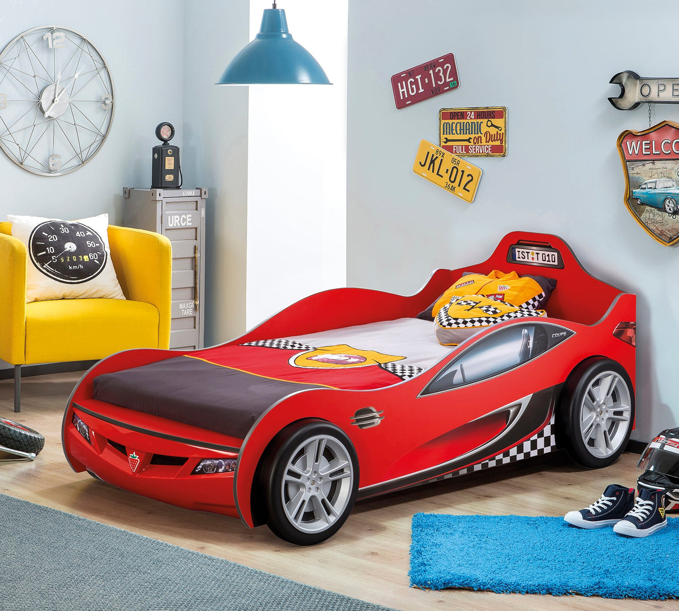 Lit voiture coupé rouge (90x190 cm)