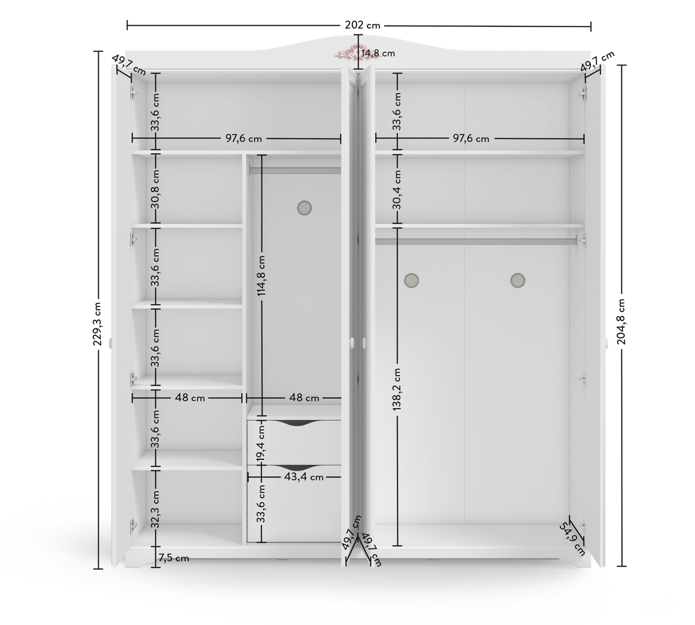 Armoire 4 Portes Rustik White