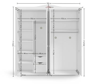 Armoire 4 Portes Rustik White