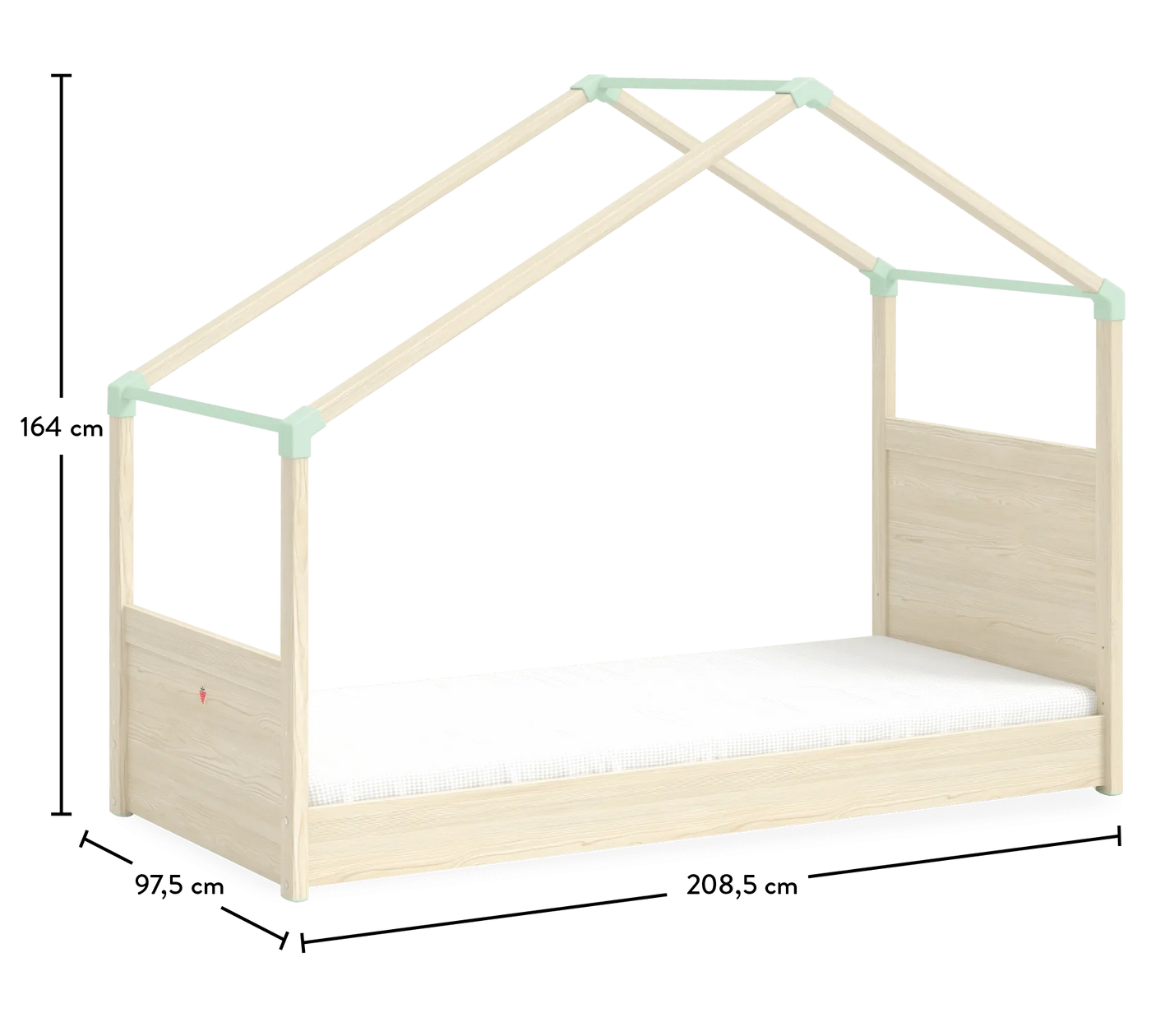 Lit Cabane avec tente Montessori Naturel (90x200 cm)