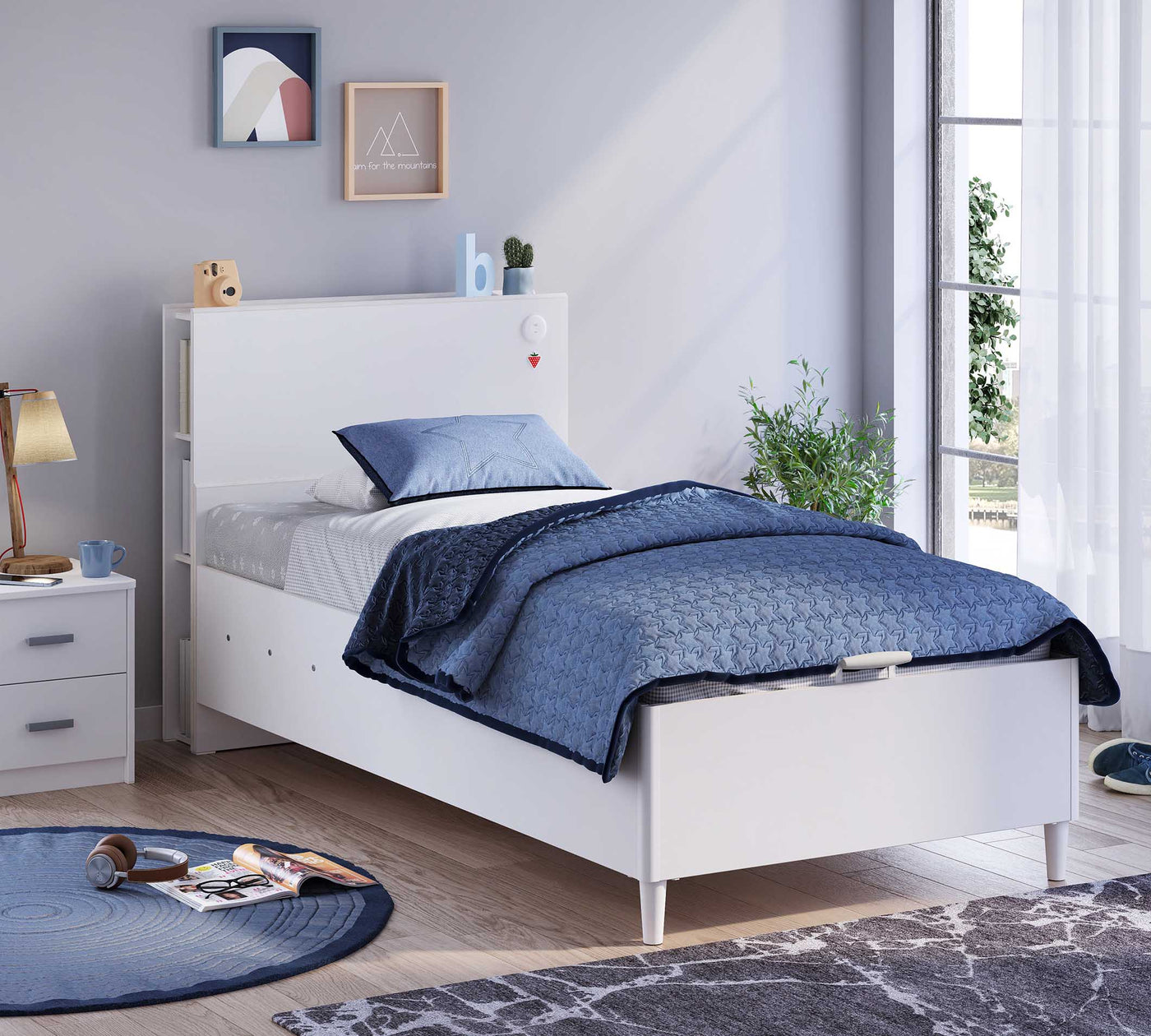 Tête de lit Smart Studyo white avec niches de rangement (100 cm)