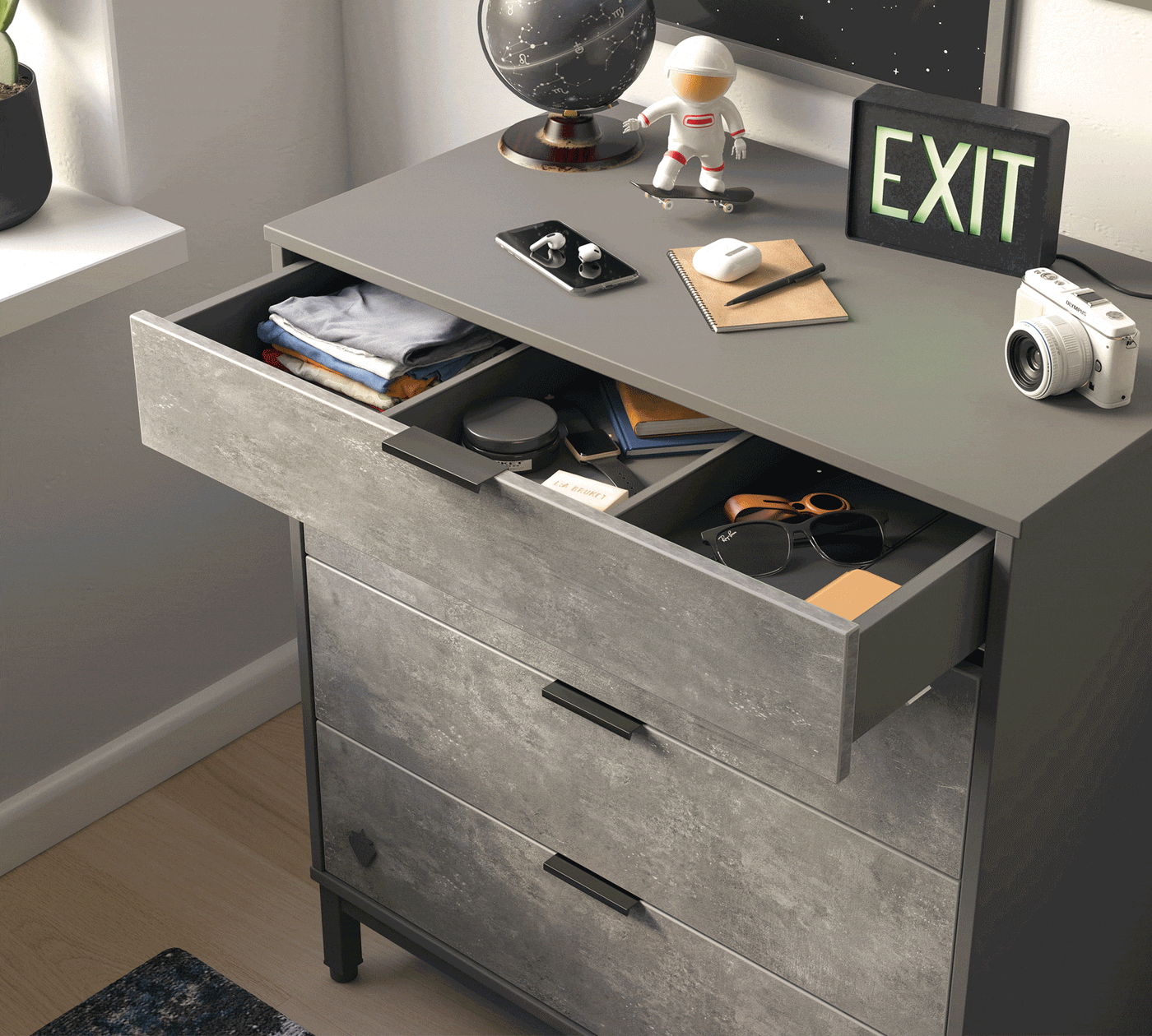Commode Cache Ecran Commode Space Gray